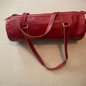 HOBO International Red Barrel bag. 14”x 5”. Wear on one end please note photos.